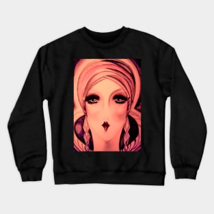 ART DECO FLAPPER IN TURBAN DUSKY PINK Crewneck Sweatshirt